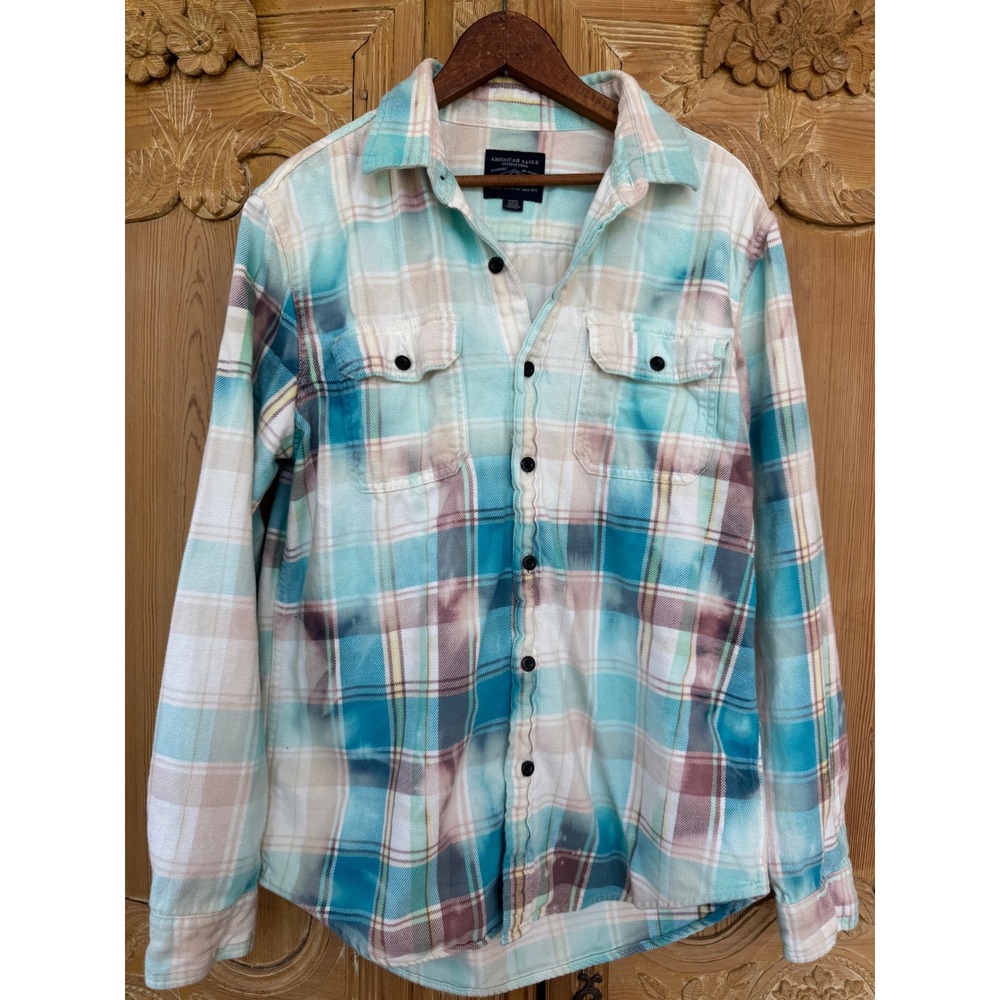 Upcycled Cherub Flannel Shirt‎ Medium Love Heals Cotton Soft Plaid - Picture 4 of 7
